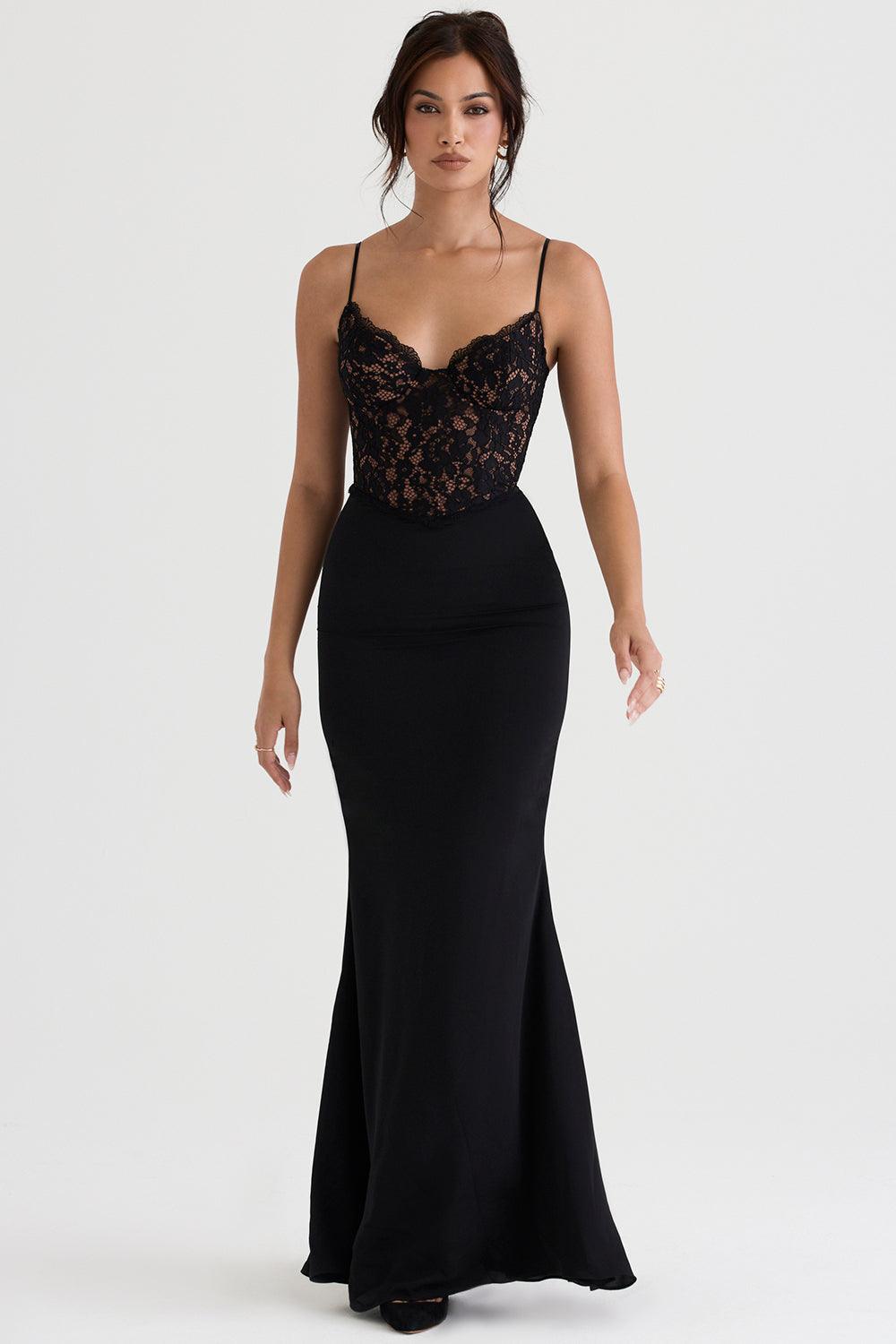 Laluna® | Zwarte Korset Maxi Jurk