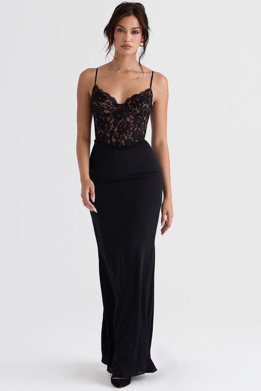 Laluna® | Zwarte Korset Maxi Jurk