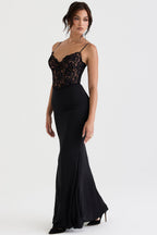 Laluna® | Zwarte Korset Maxi Jurk
