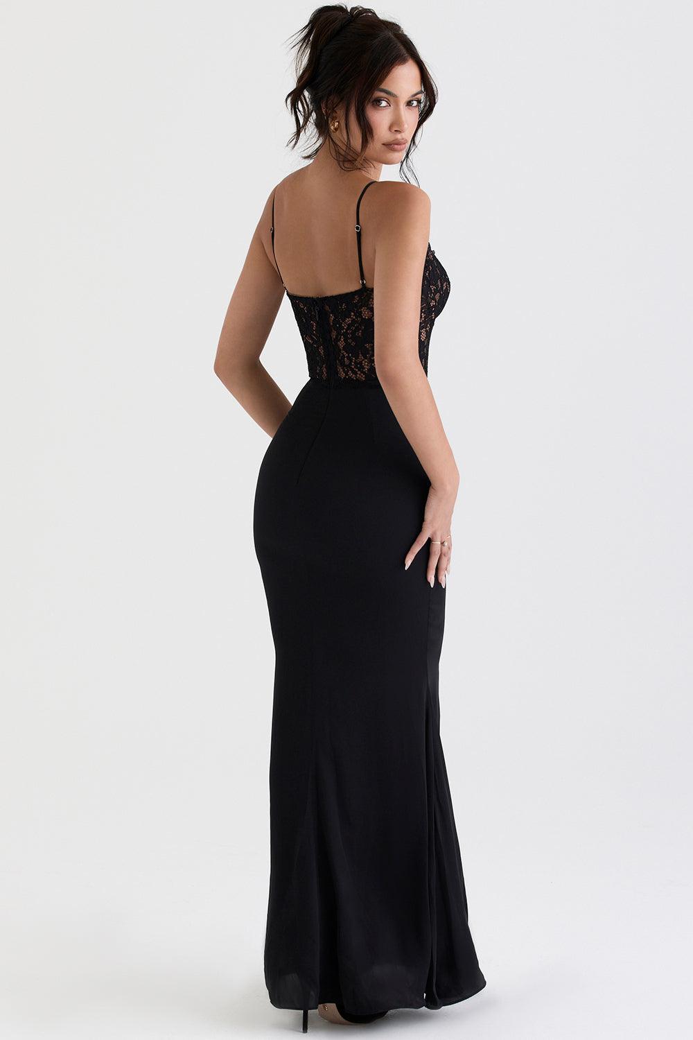 Laluna® | Zwarte Korset Maxi Jurk