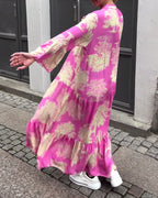 Laluna® | Patchworkjurk met V-hals en Klokmouwen
