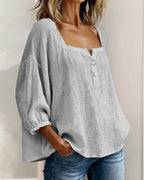 Blouse Eenvoudig Vierkante Hals met Lange Mouwen