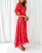 Derana | Rood-roze Maxijurk