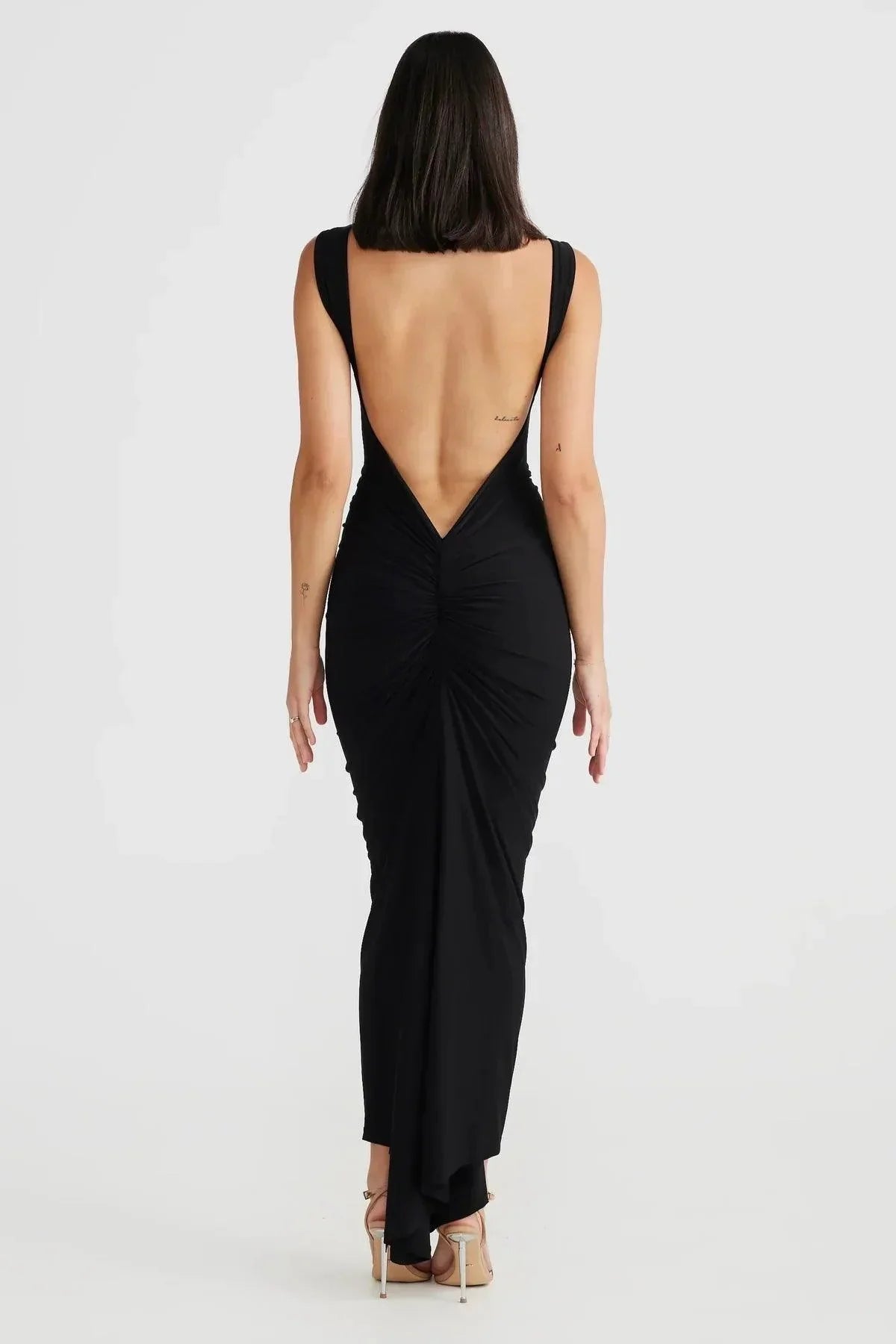 Laluna® | Backless Lang Geplooide Jurk