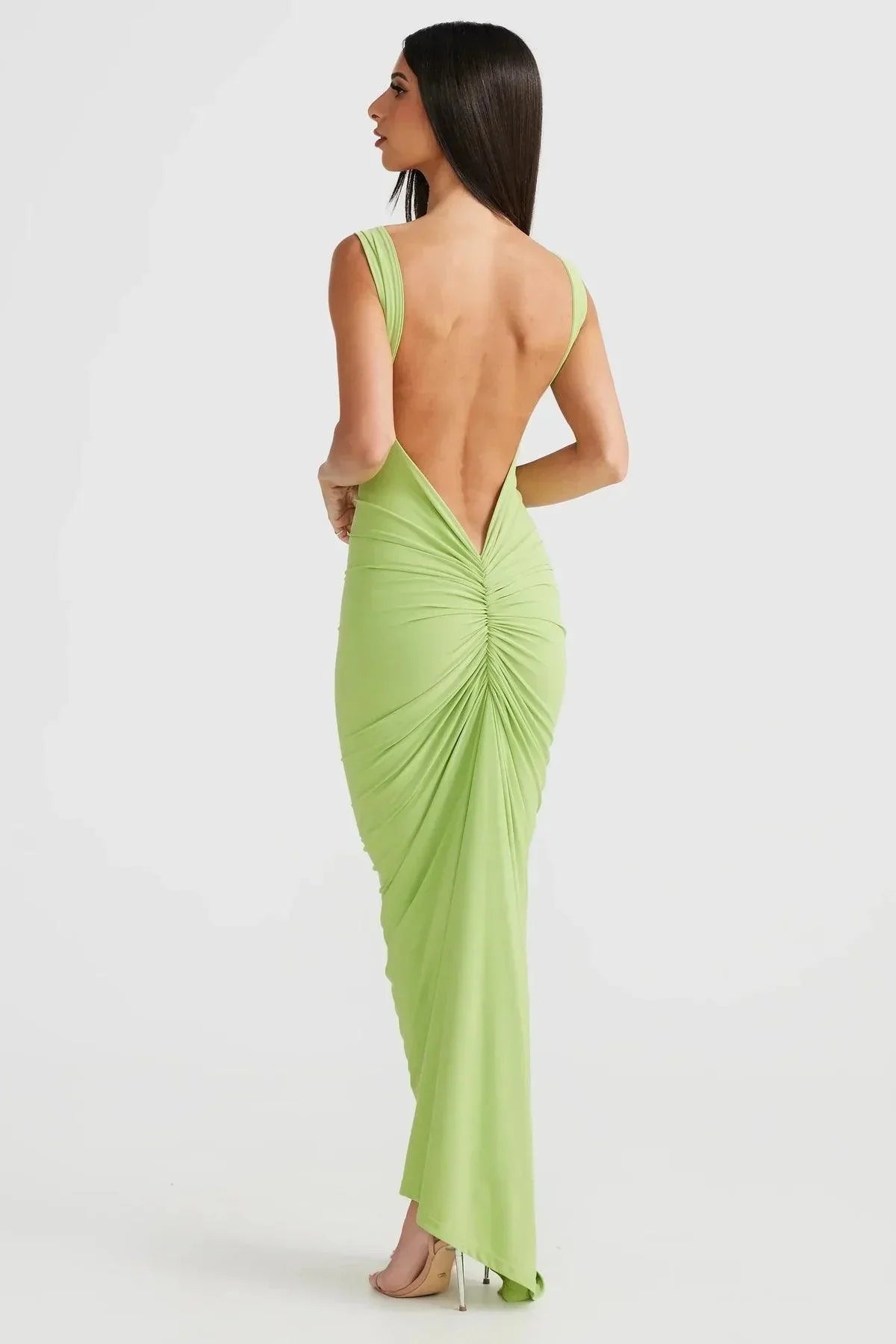 Laluna® | Backless Lang Geplooide Jurk