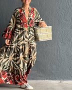 Laluna® | Losse V-hals jurk met print