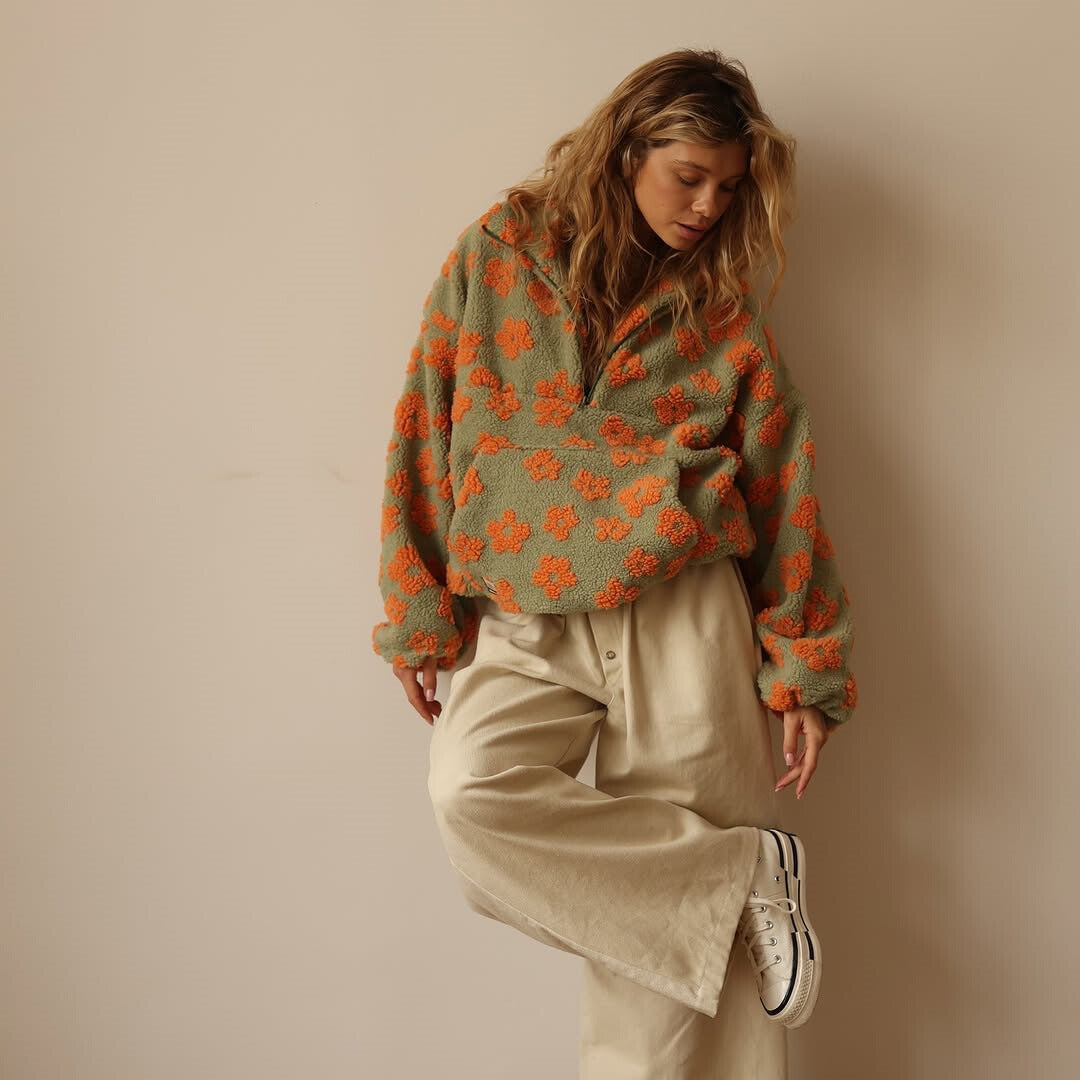 Laluna® | Fleecetrui met bloemenprint