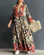 Laluna® | Losse V-hals jurk met print