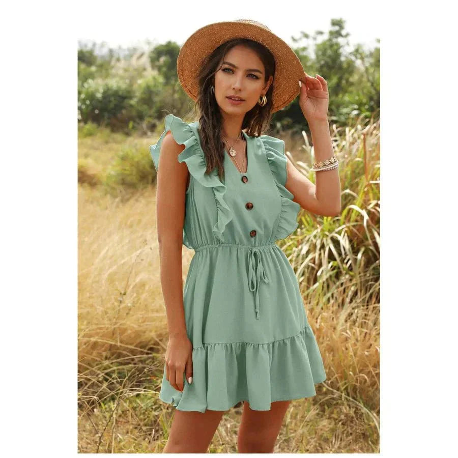 Fiene™- Bohemian Groene Jurk