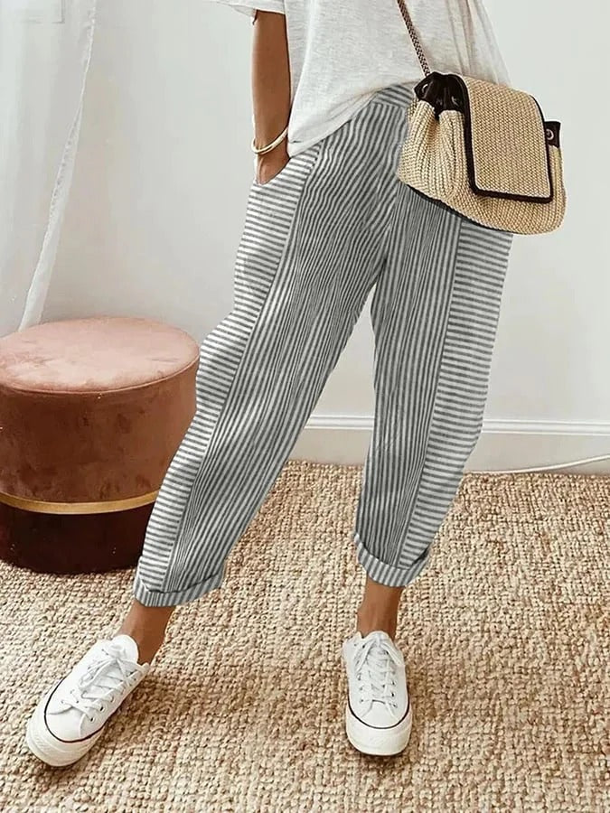 Laluna® | Gestreepte Katoenen Broek 1+1 Gratis