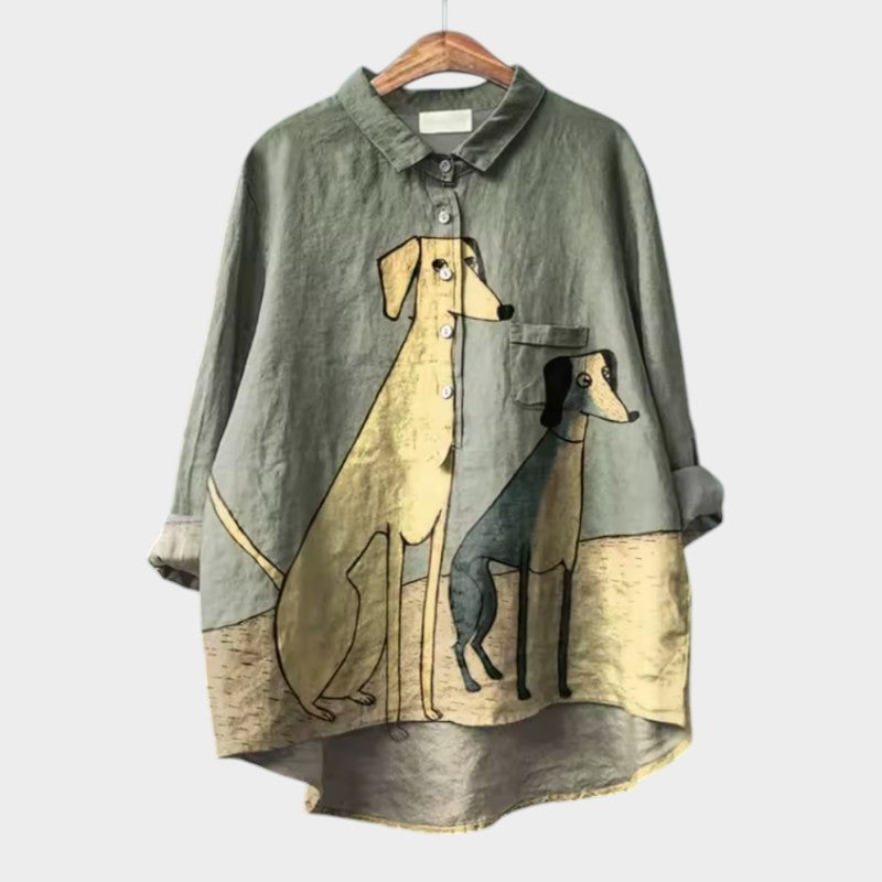 Laluna® | Exclusieve Damesblouse met Hondenprint