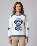 Schattige hond met patchwork denim
