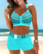 Hoge taille bikini met geometrisch patroon