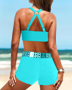 Hoge taille bikini met geometrisch patroon