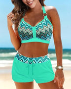 Hoge taille bikini met geometrische print