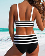Hoge taille bikini's met strepen