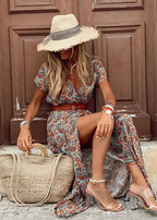 Ilse | Lange Boho Jurk met Ceintuur
