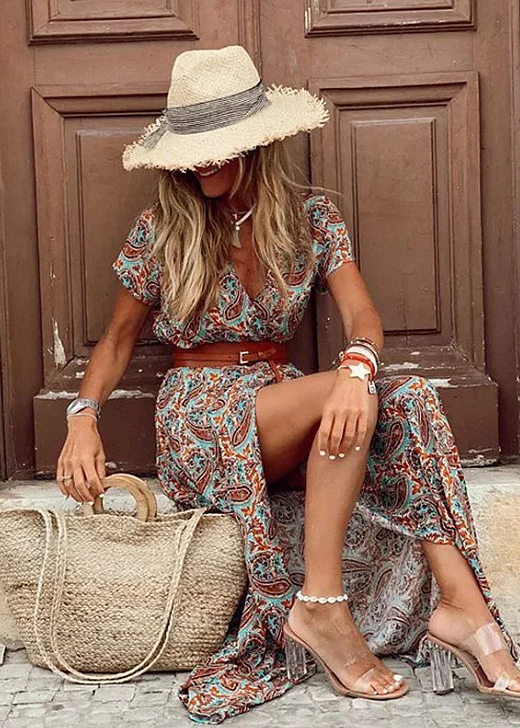 Ilse | Lange Boho Jurk met Ceintuur