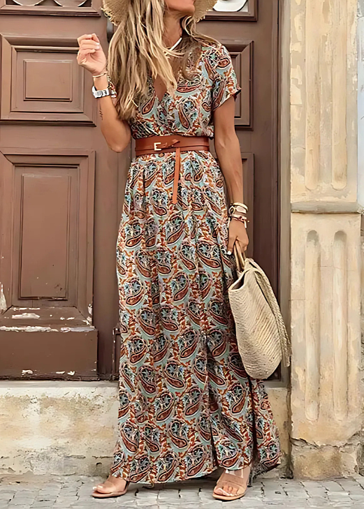 Ilse | Lange Boho Jurk met Ceintuur
