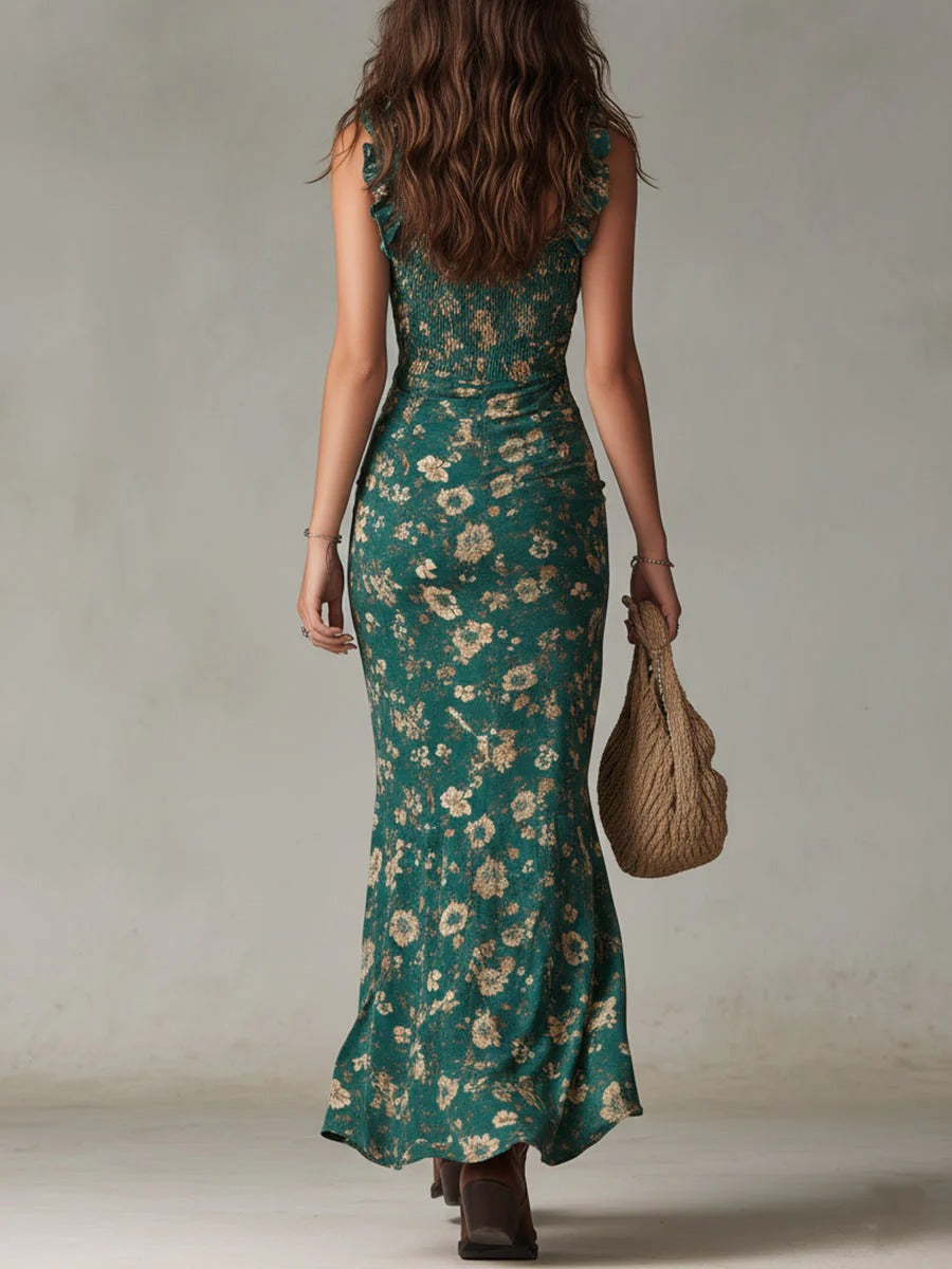 Milou | Bohemien Maxi Jurk met Bloemenprint en Zijsplit