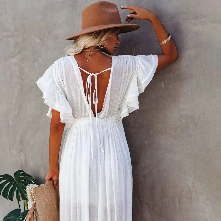 Jente™ - Maxi Witte Strandjurk
