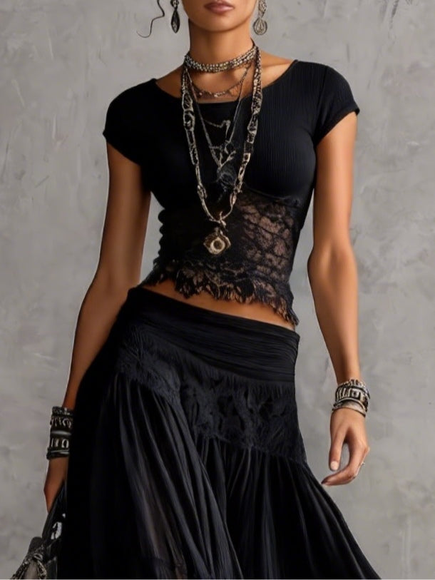 Femke | Set Kant en Geplooide Mousseline Rok