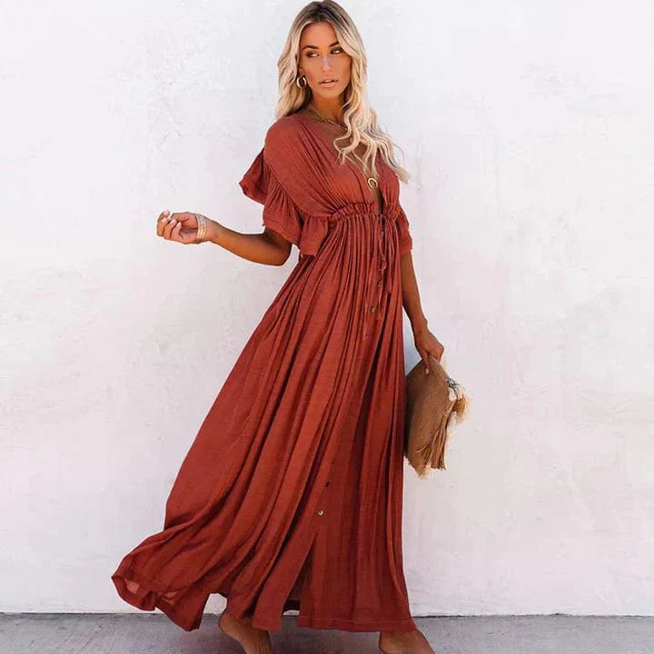 Julie™ - Rode Lange Strand Jurk