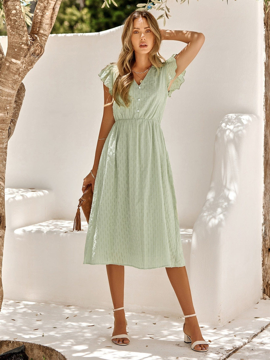 Juna™ Groene Bruiloft Gasten Jurk Midi