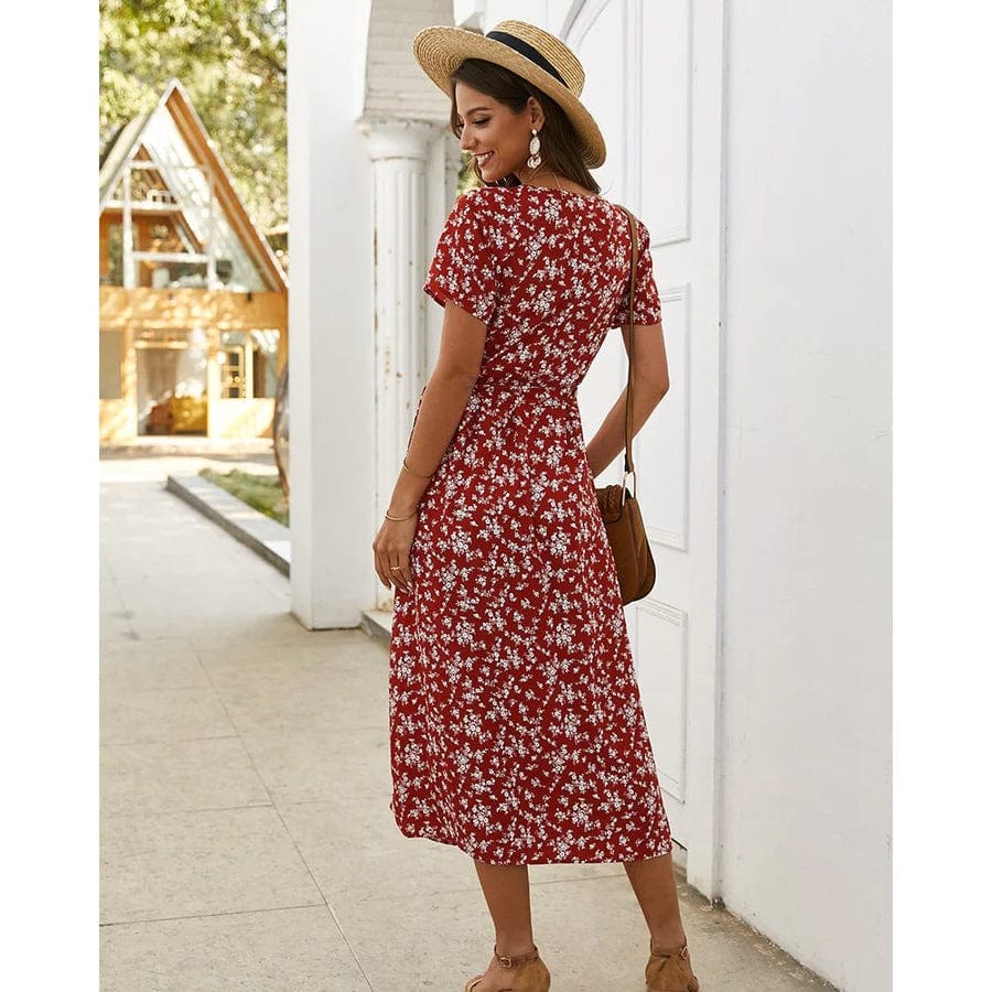 Lola™ Gebloemde Ibiza Midi Jurk