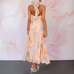 Naomi™ | Elegante getailleerde aquarel print jurk