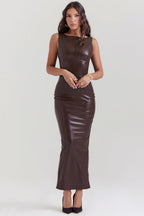 Laluna® | Luxe Leren Maxi Jurk