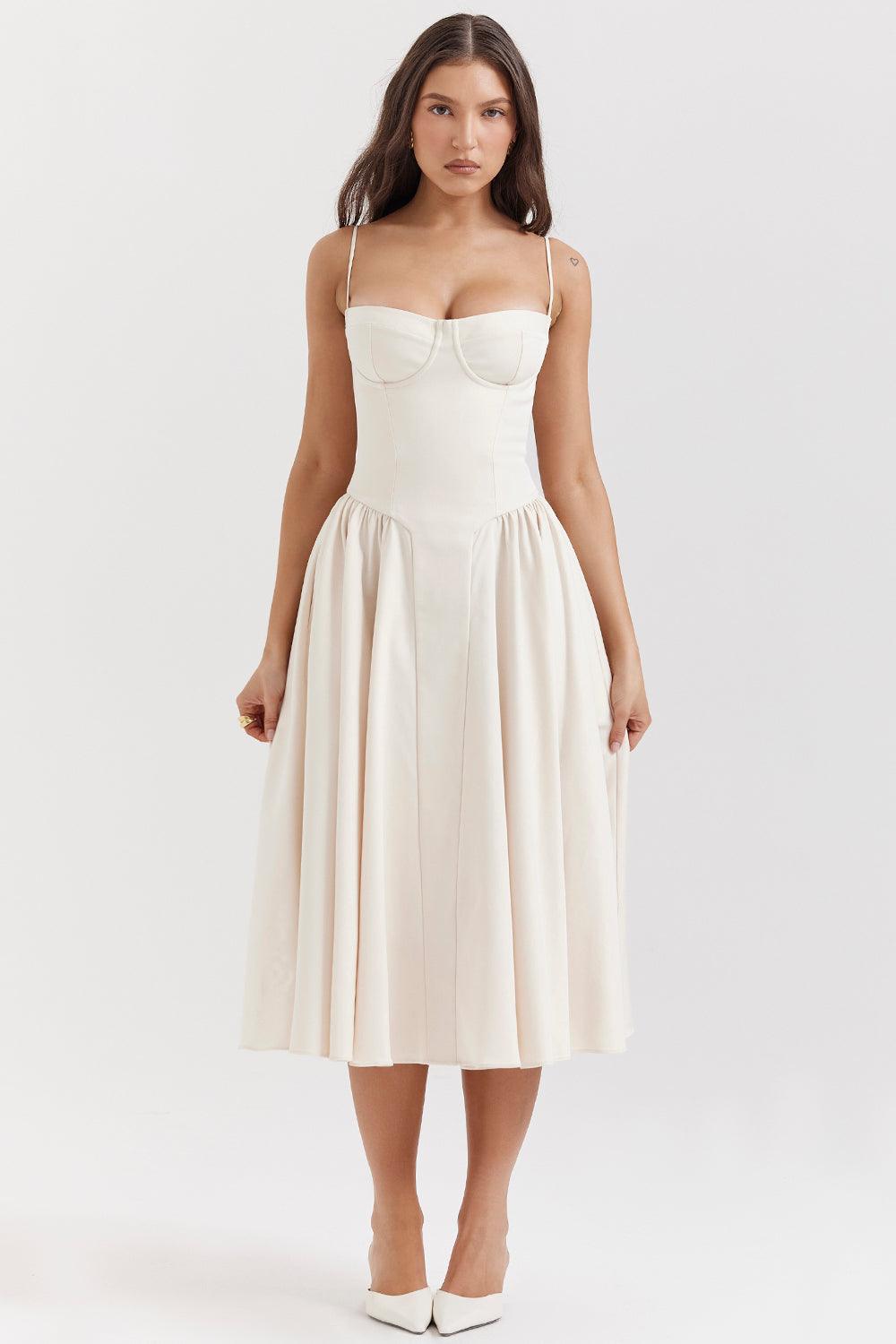 Marloes | Twill Korset Midi Jurk