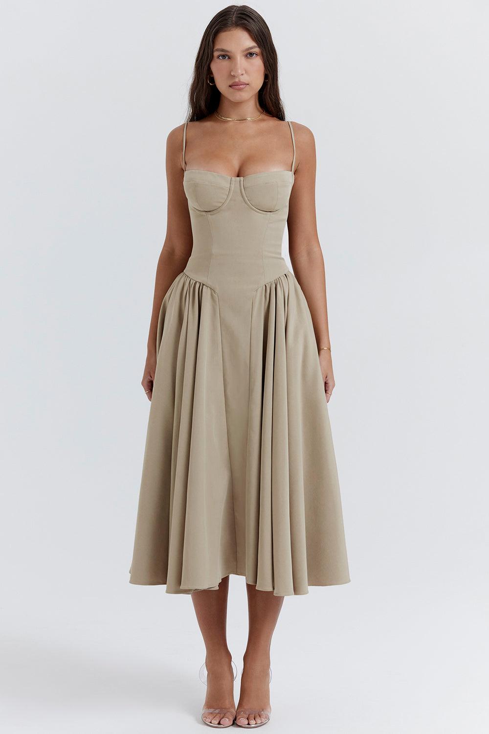 Marloes | Twill Korset Midi Jurk