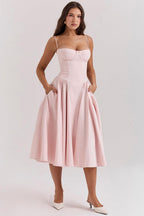 Laluna® | Twill Korset Midi Jurk