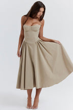 Laluna® | Twill Korset Midi Jurk