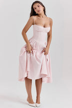 Laluna® | Twill Korset Midi Jurk