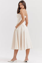 Laluna® | Twill Korset Midi Jurk