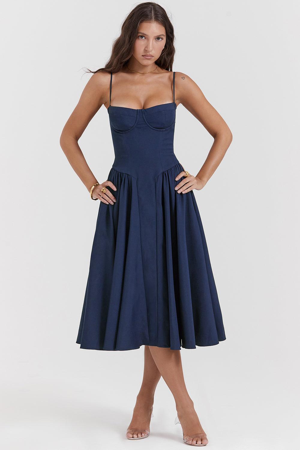 Marloes | Twill Korset Midi Jurk