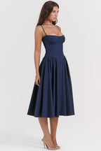 Laluna® | Twill Korset Midi Jurk