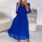 Laluna® | Chiffon Jurk met Puntige Halslijn