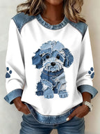 Schattige hond met patchwork denim