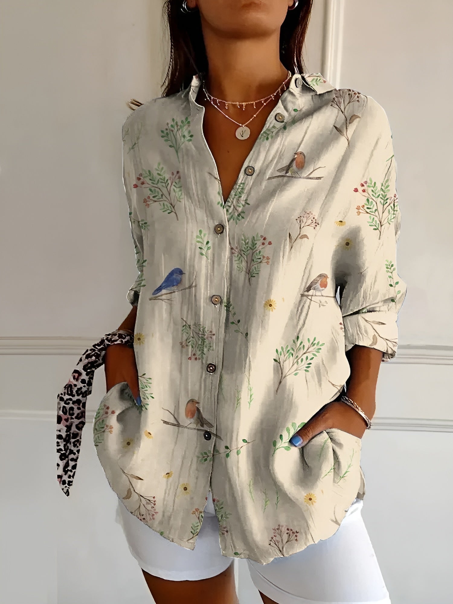 Vloeiende bedrukte blouse