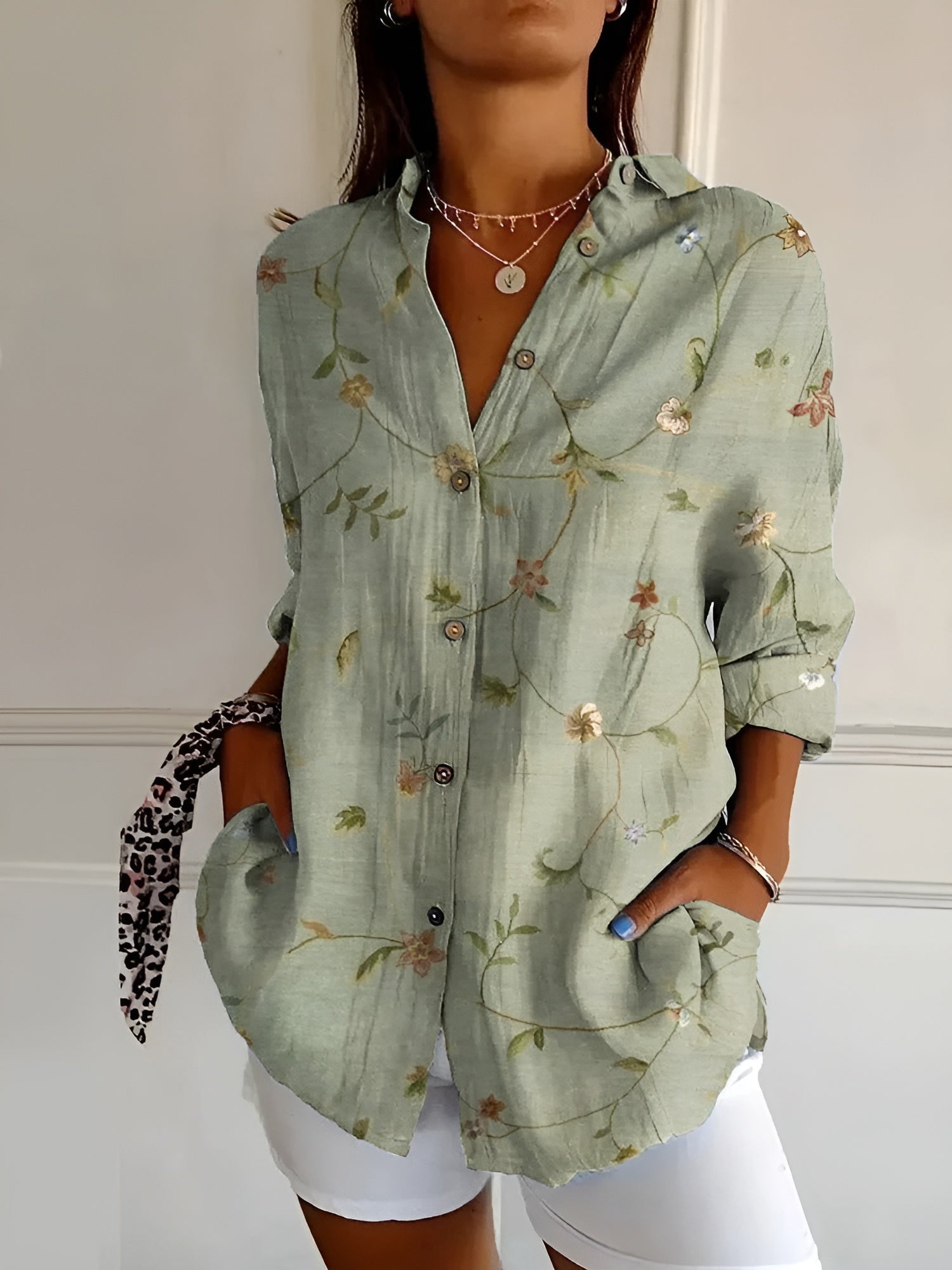 Vloeiende bedrukte blouse