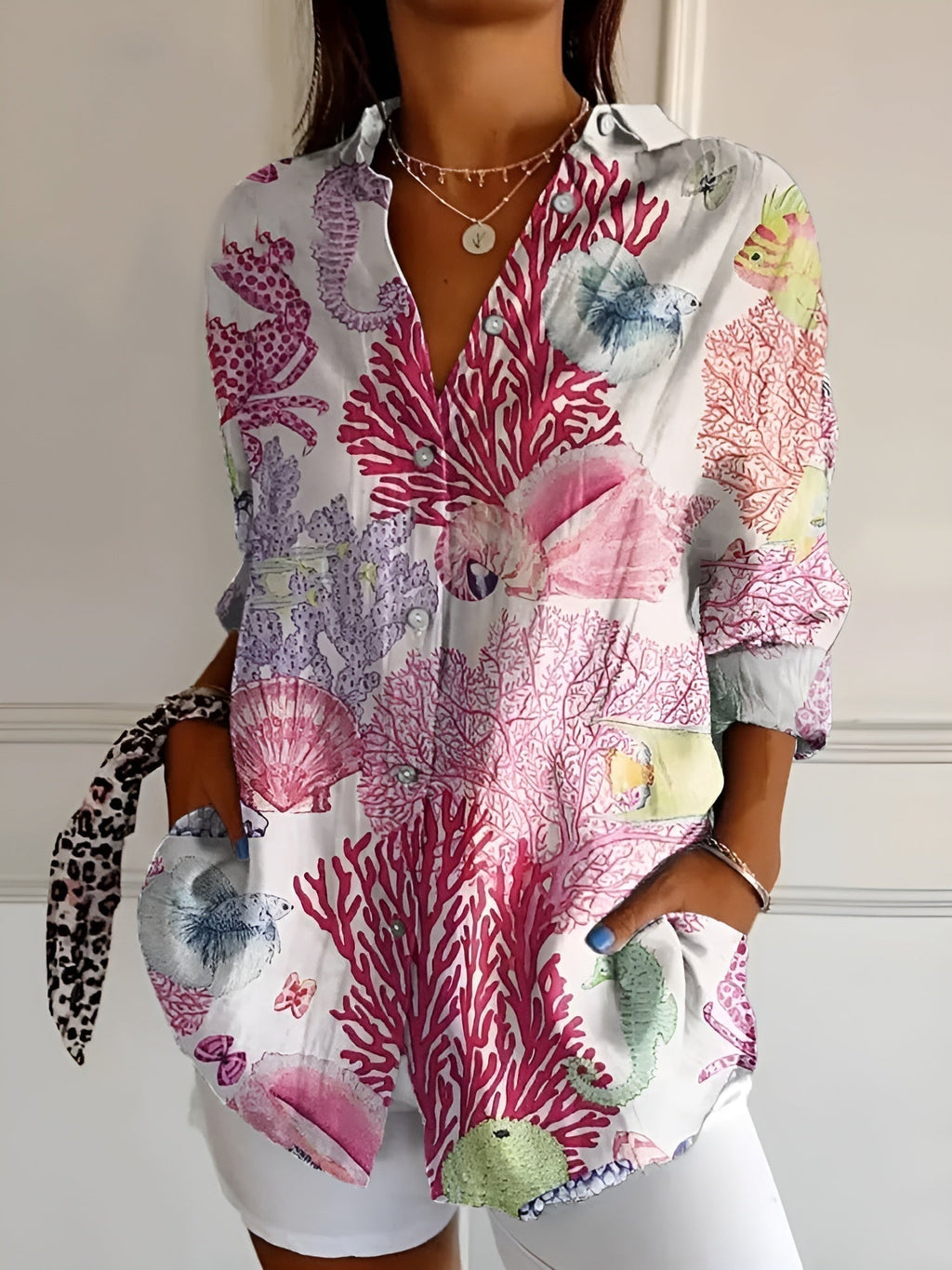 Vloeiende bedrukte blouse